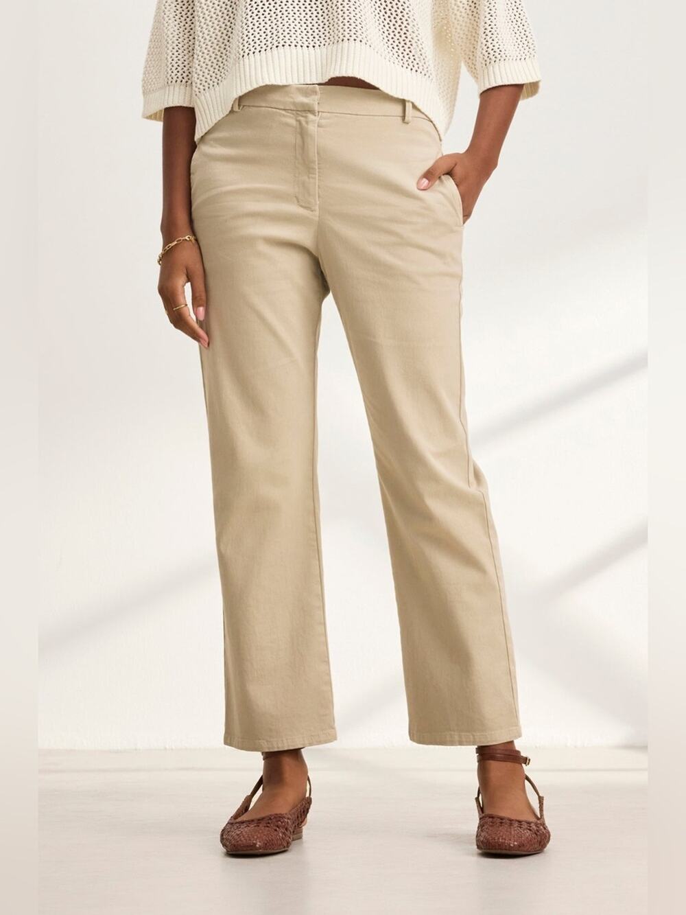 Velvet By Graham & Spencer Muse Pant Cotton Twill Cropped Straight Leg Size 8